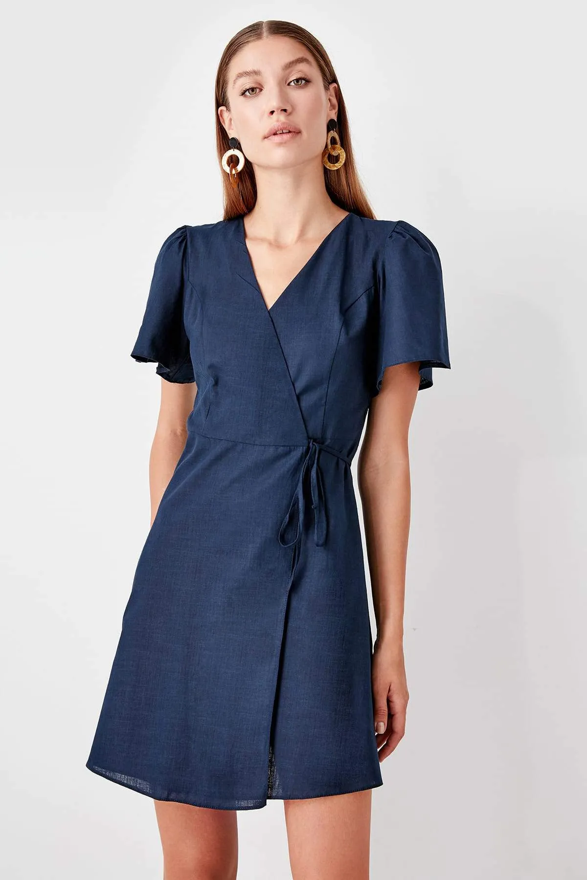 12824 Navy Blue Wrap Dress