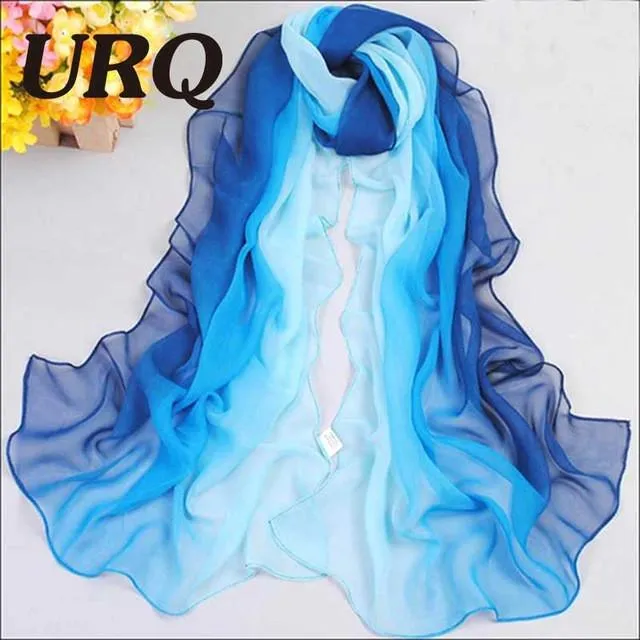 1pc Summer New arrival Fashion Chiffon scarves Gradient colors georgette female silk scarves 50 *160cm Q5A16007