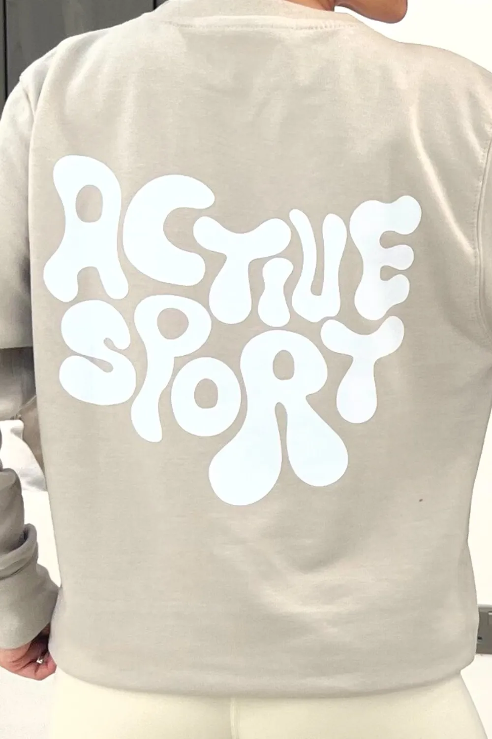 Active sport stone printed round neck sweater