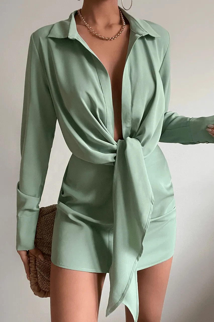 Aja Mini Dress - Matte Sage