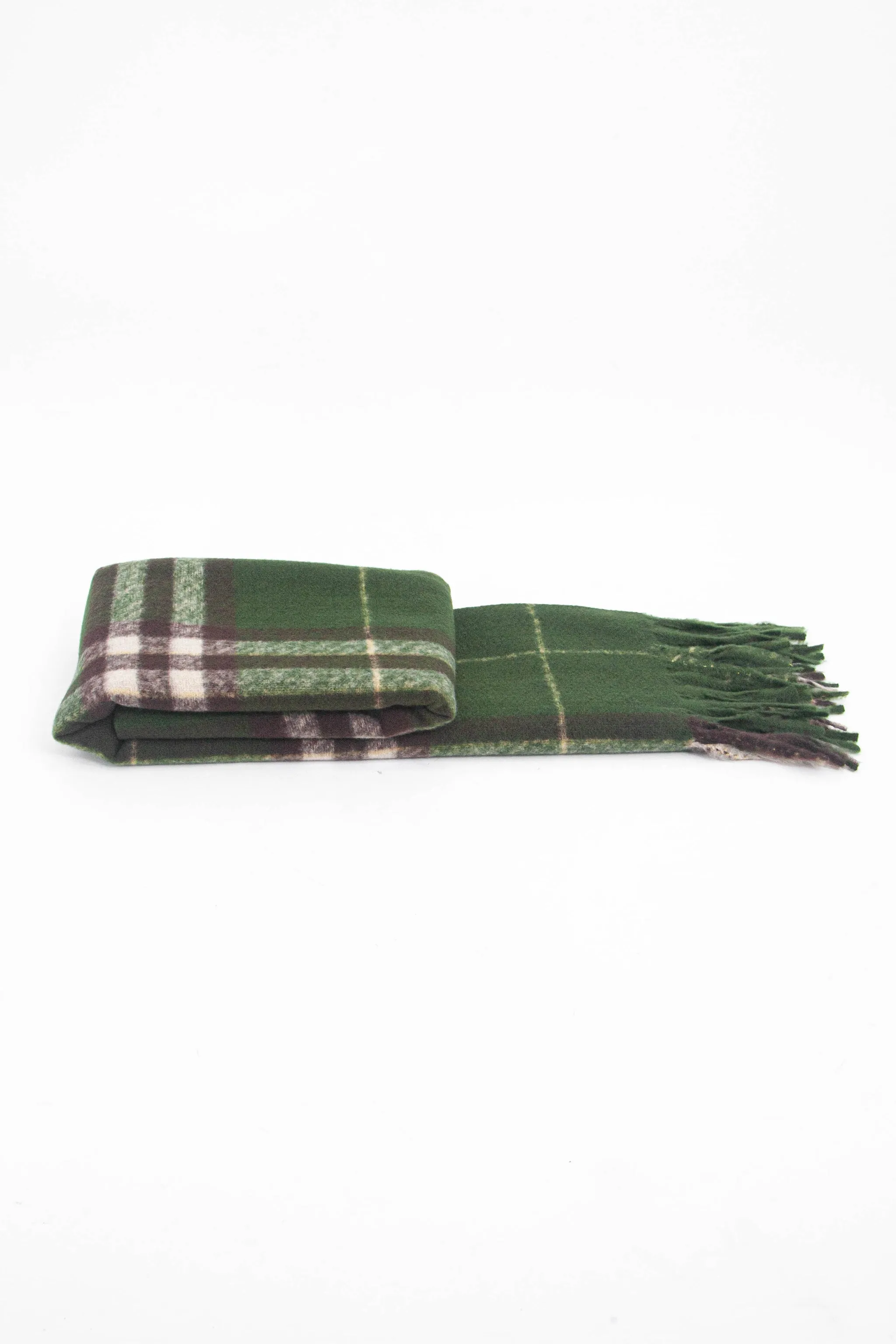 Alba Heavyweight Scarf - Green, Traditional Check