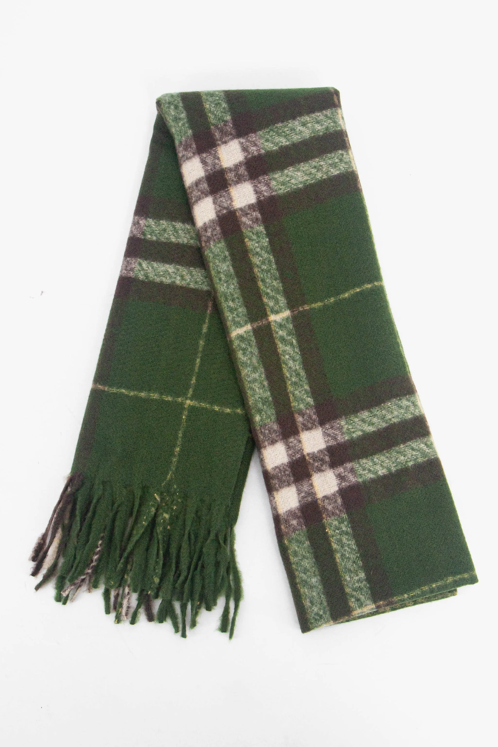 Alba Heavyweight Scarf - Green, Traditional Check