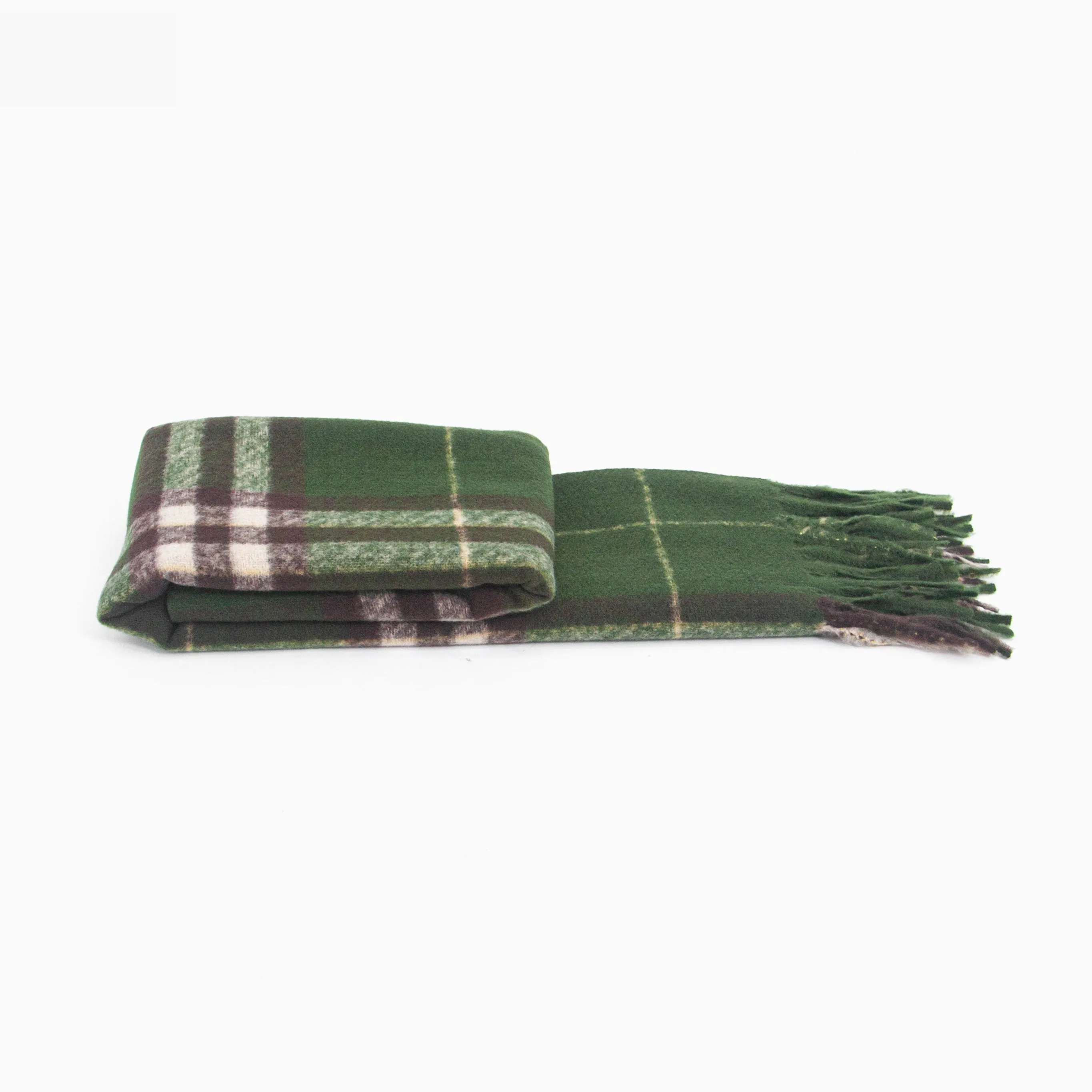 Alba Heavyweight Scarf - Green, Traditional Check