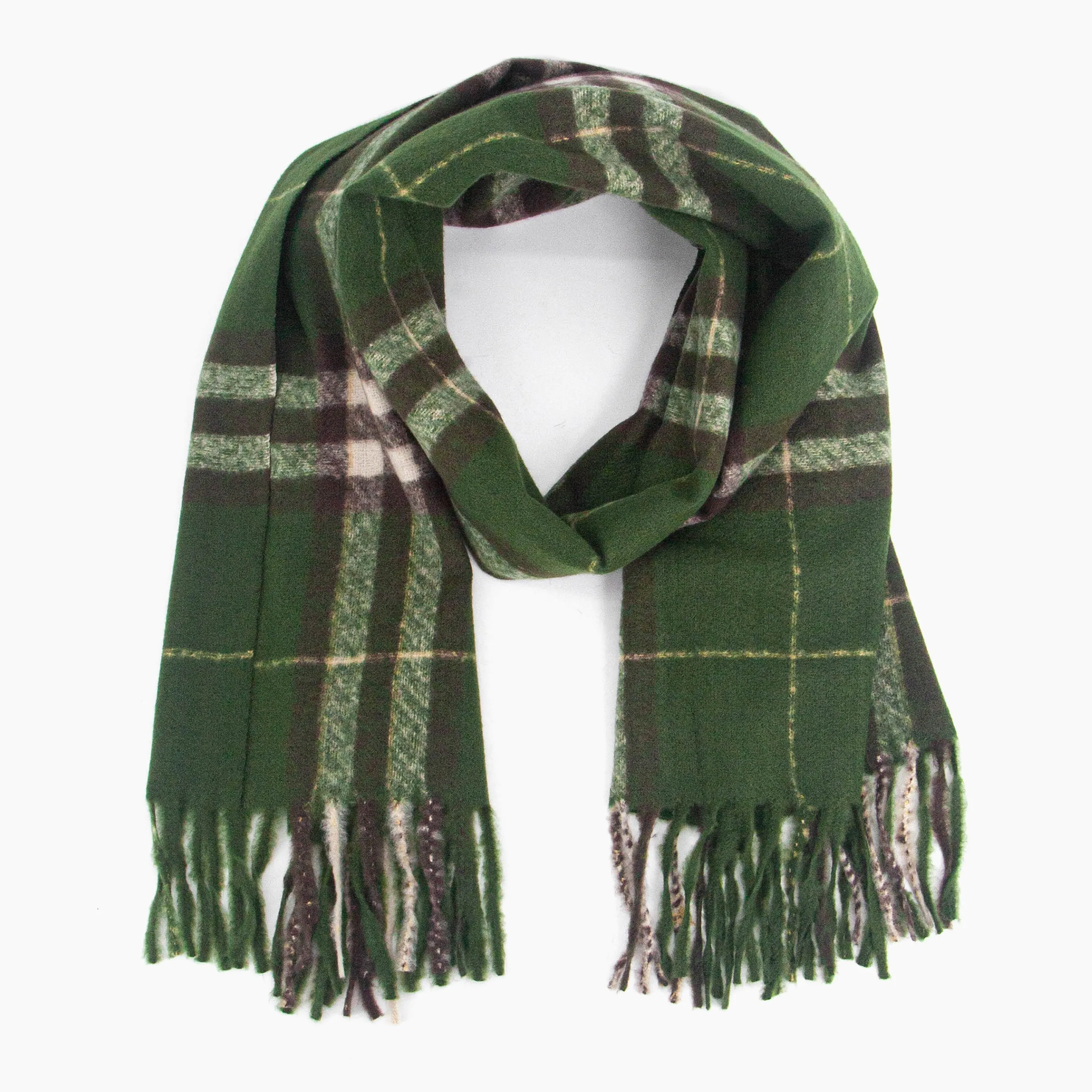 Alba Heavyweight Scarf - Green, Traditional Check