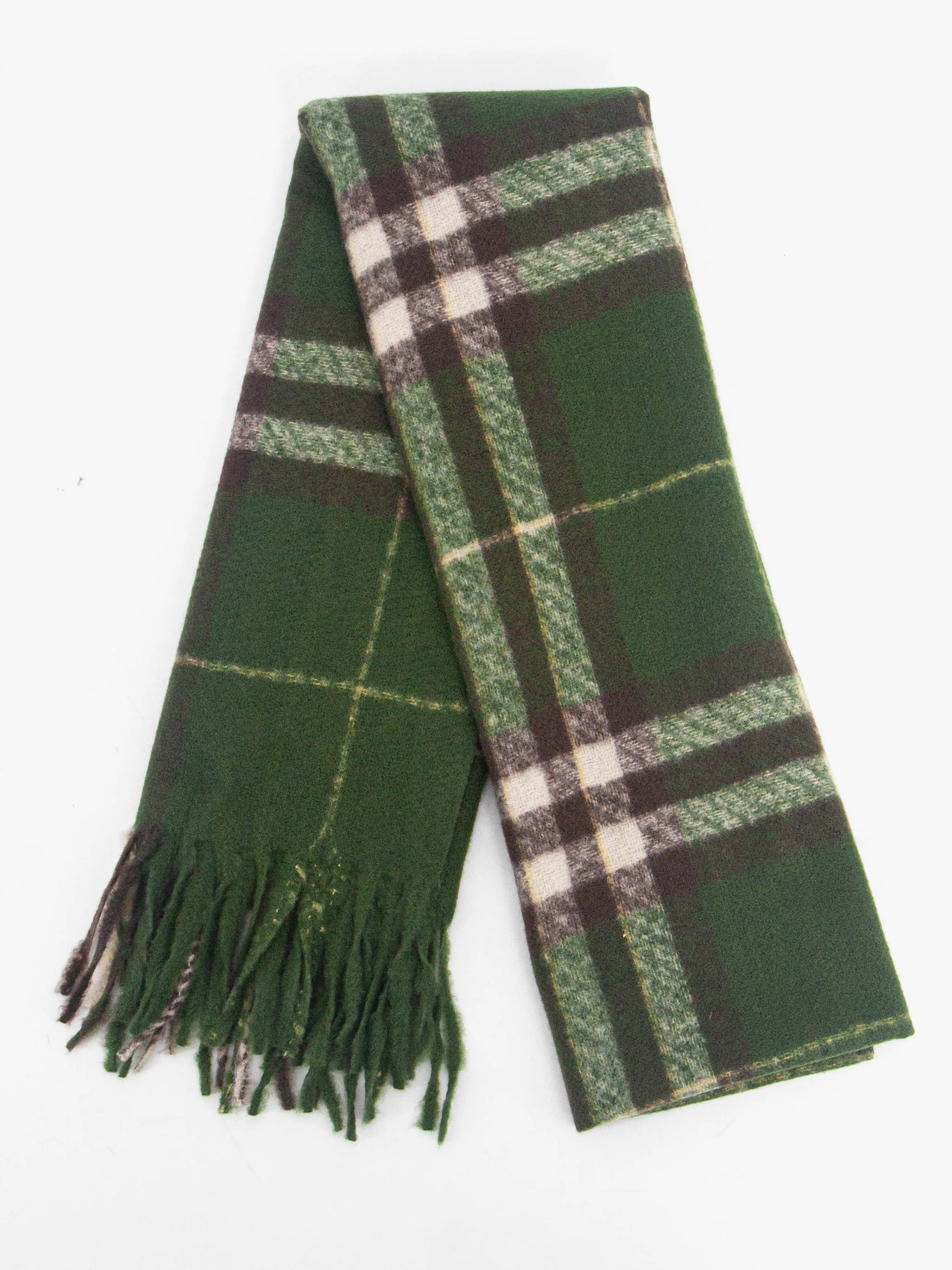 Alba Heavyweight Scarf - Green, Traditional Check