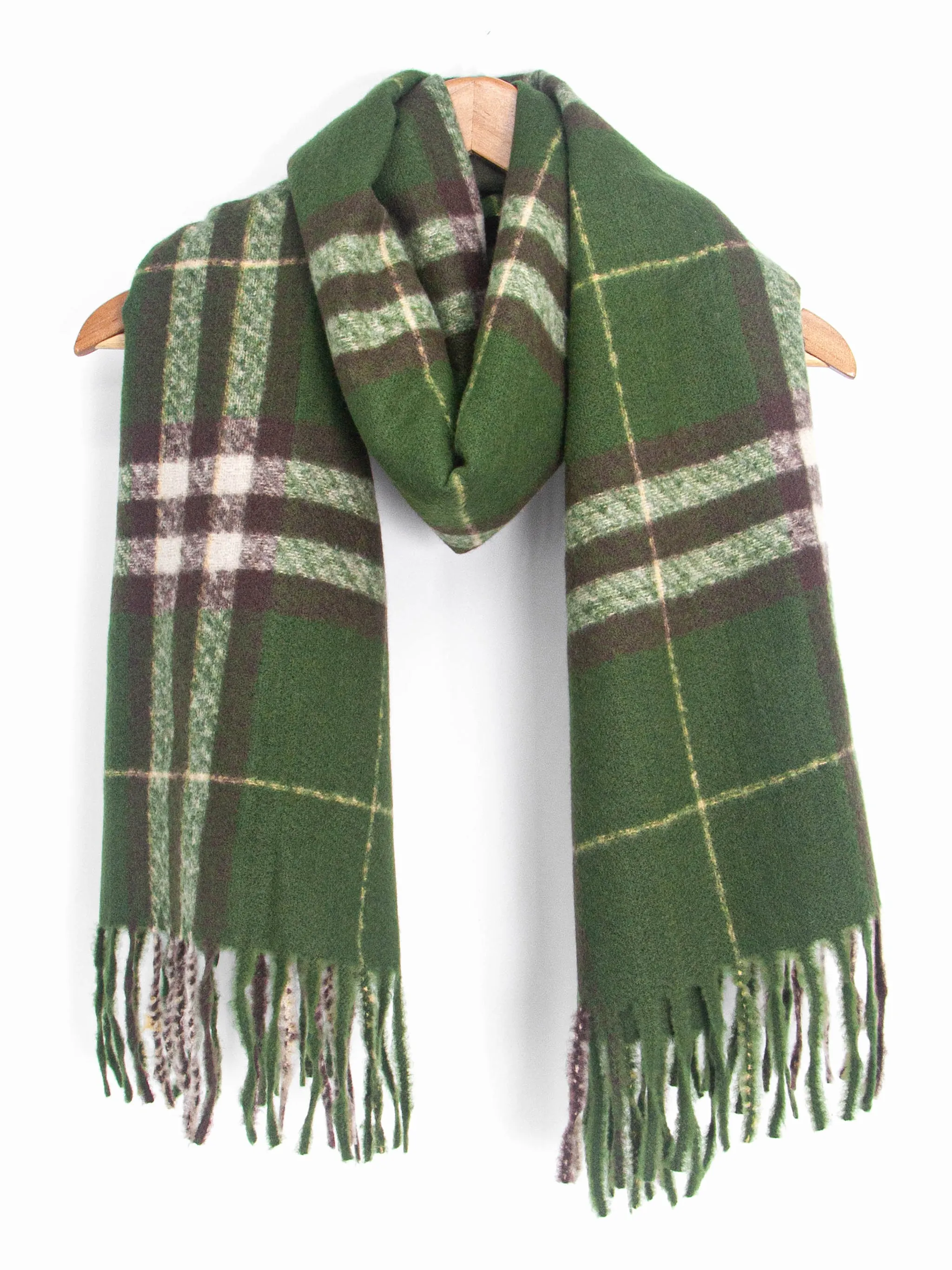 Alba Heavyweight Scarf - Green, Traditional Check