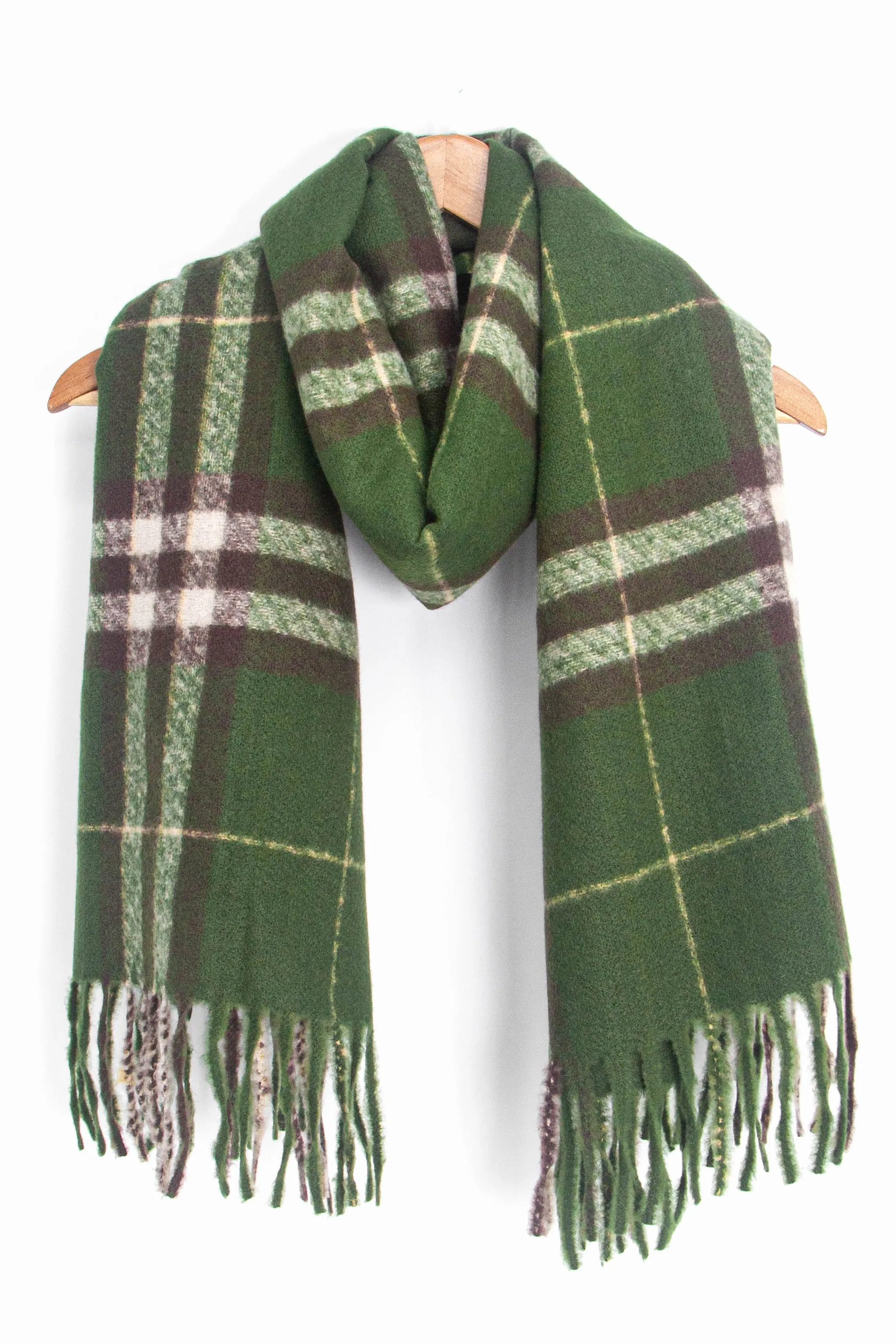 Alba Heavyweight Scarf - Green, Traditional Check