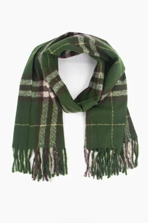 Alba Heavyweight Scarf - Green, Traditional Check