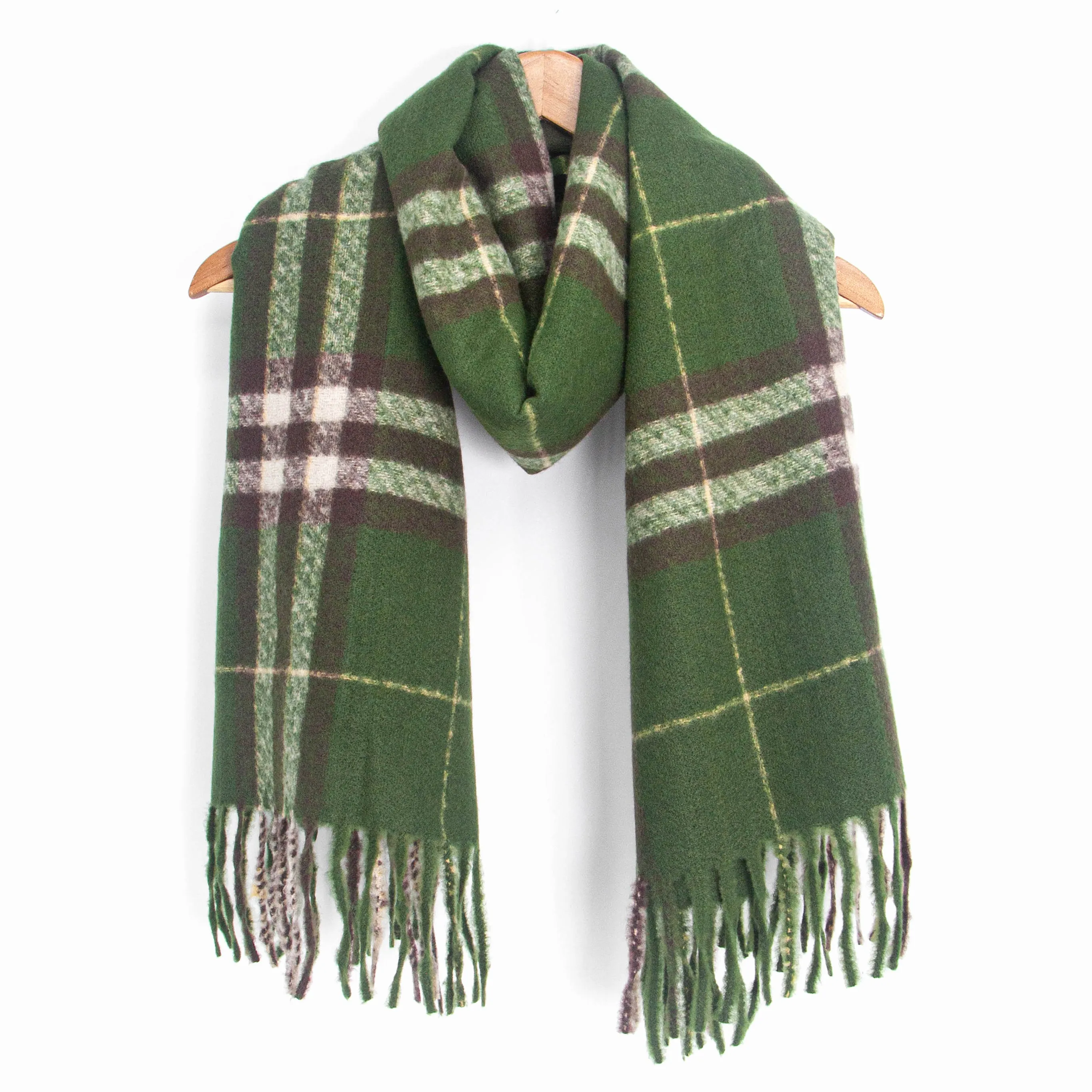 Alba Heavyweight Scarf - Green, Traditional Check