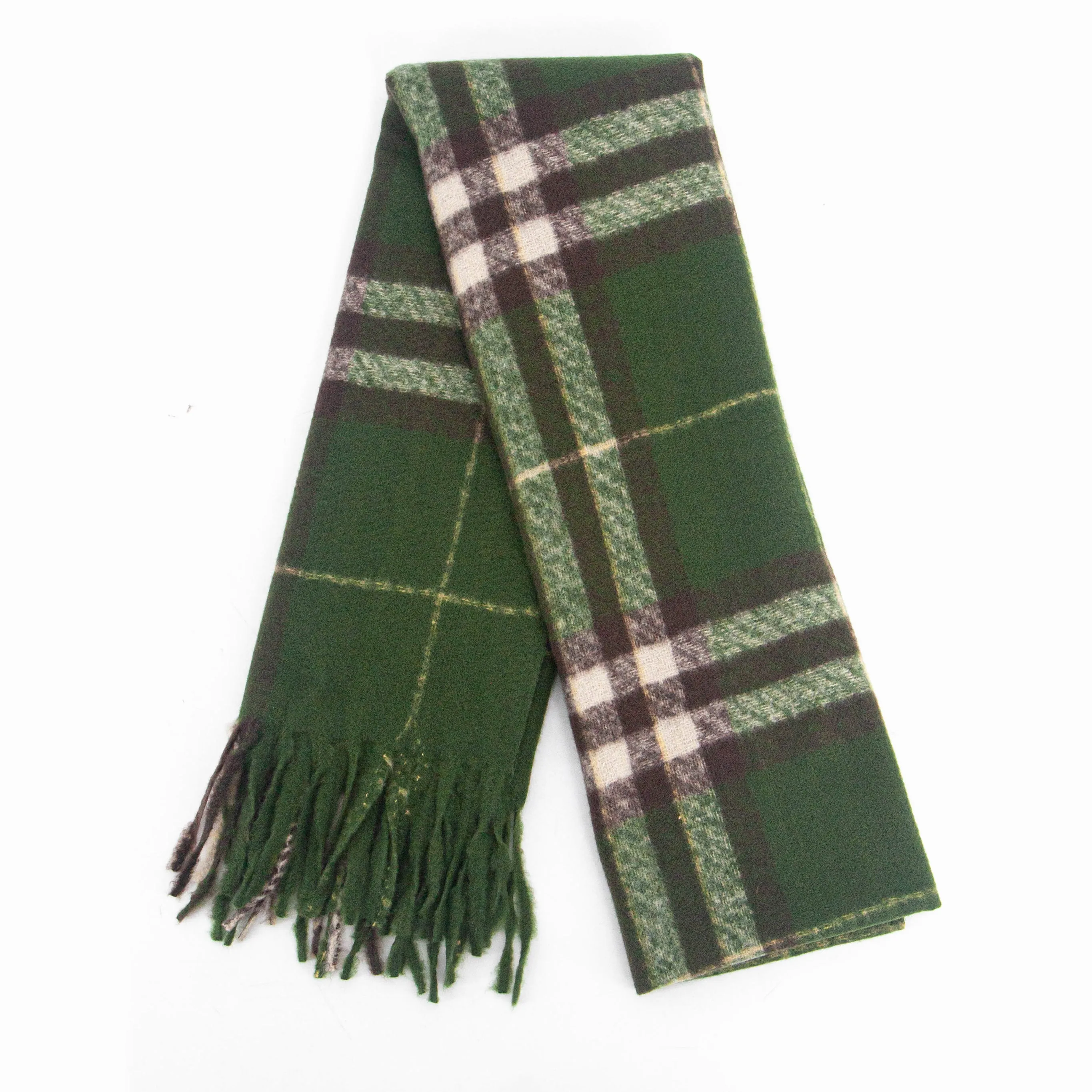 Alba Heavyweight Scarf - Green, Traditional Check