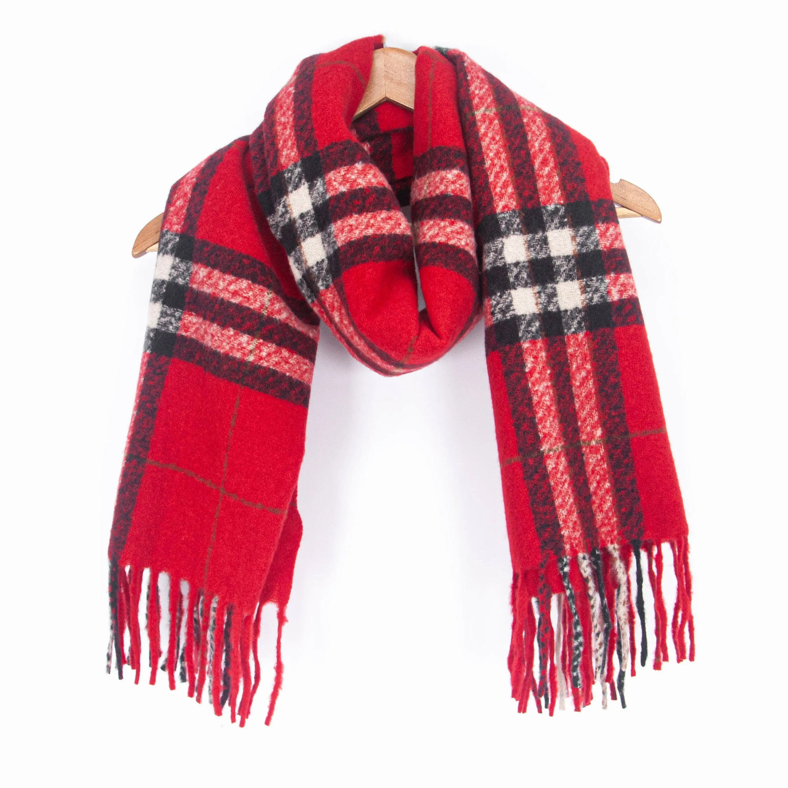 Alba Heavyweight Scarf - Red, Traditional Check