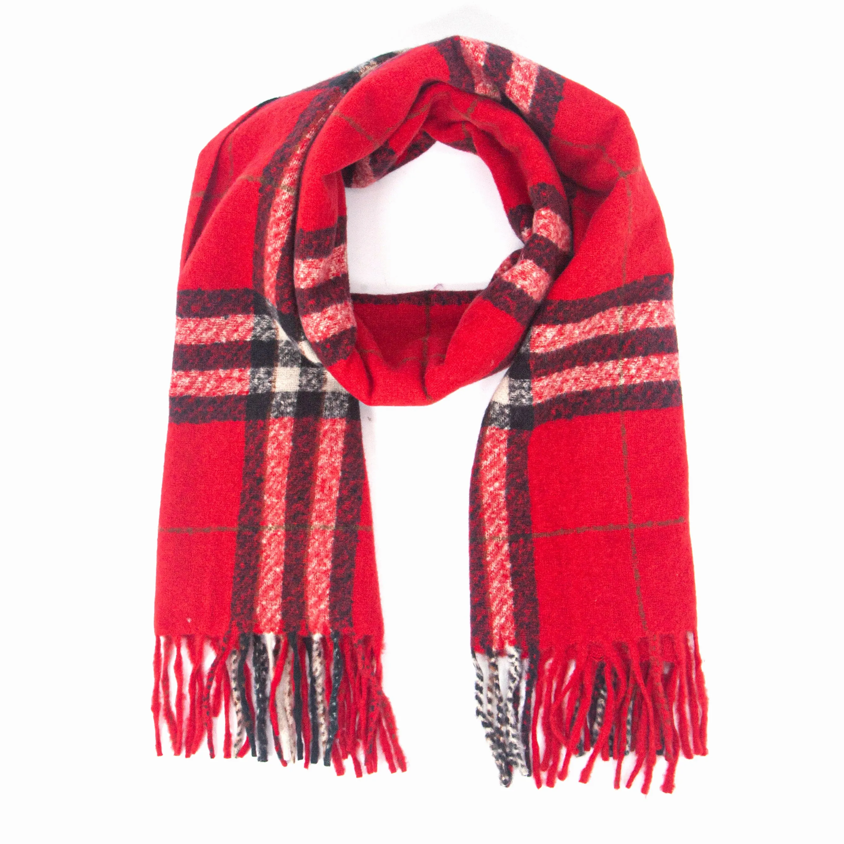 Alba Heavyweight Scarf - Red, Traditional Check