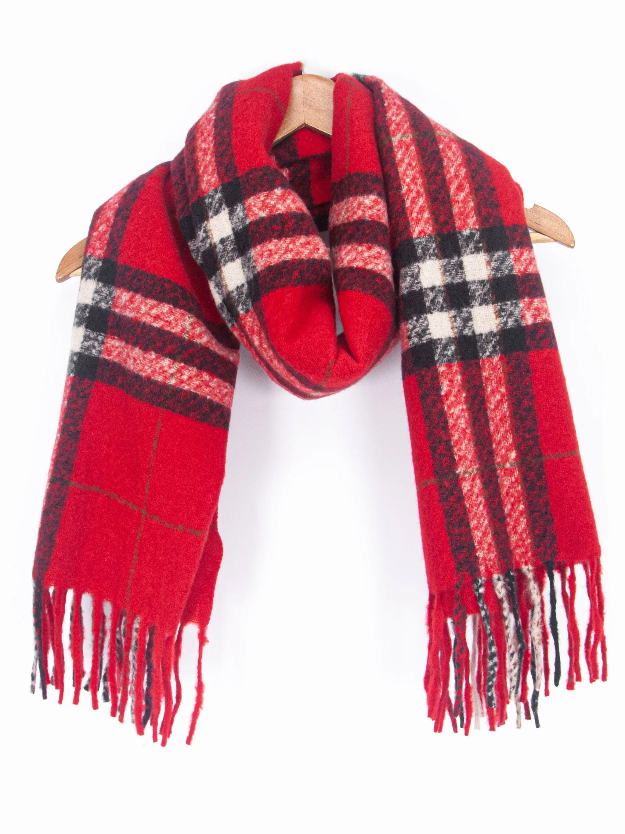 Alba Heavyweight Scarf - Red, Traditional Check