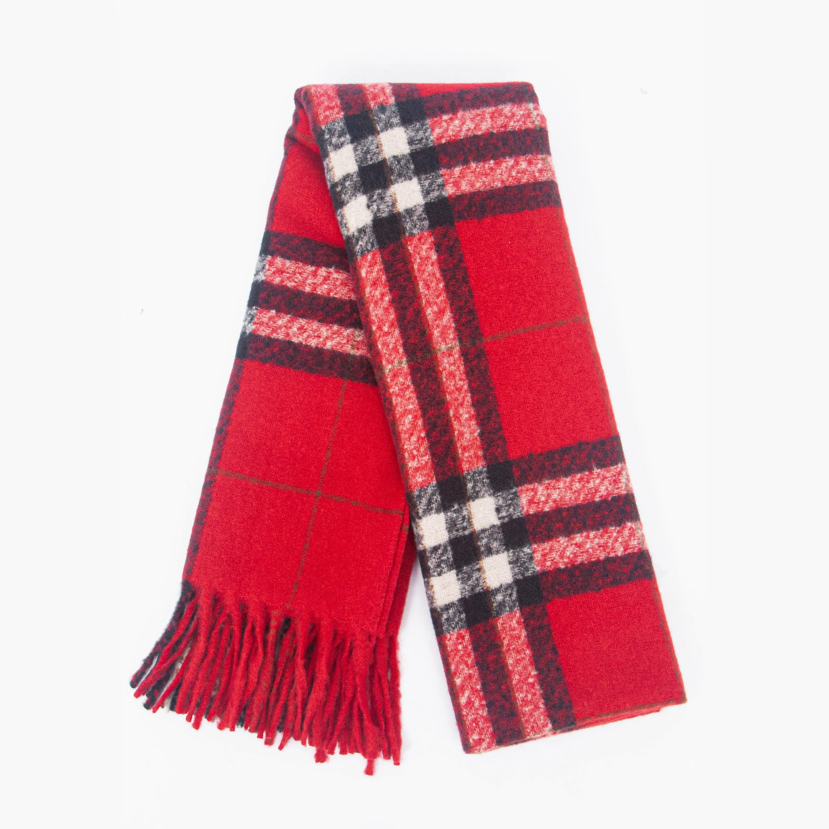 Alba Heavyweight Scarf - Red, Traditional Check