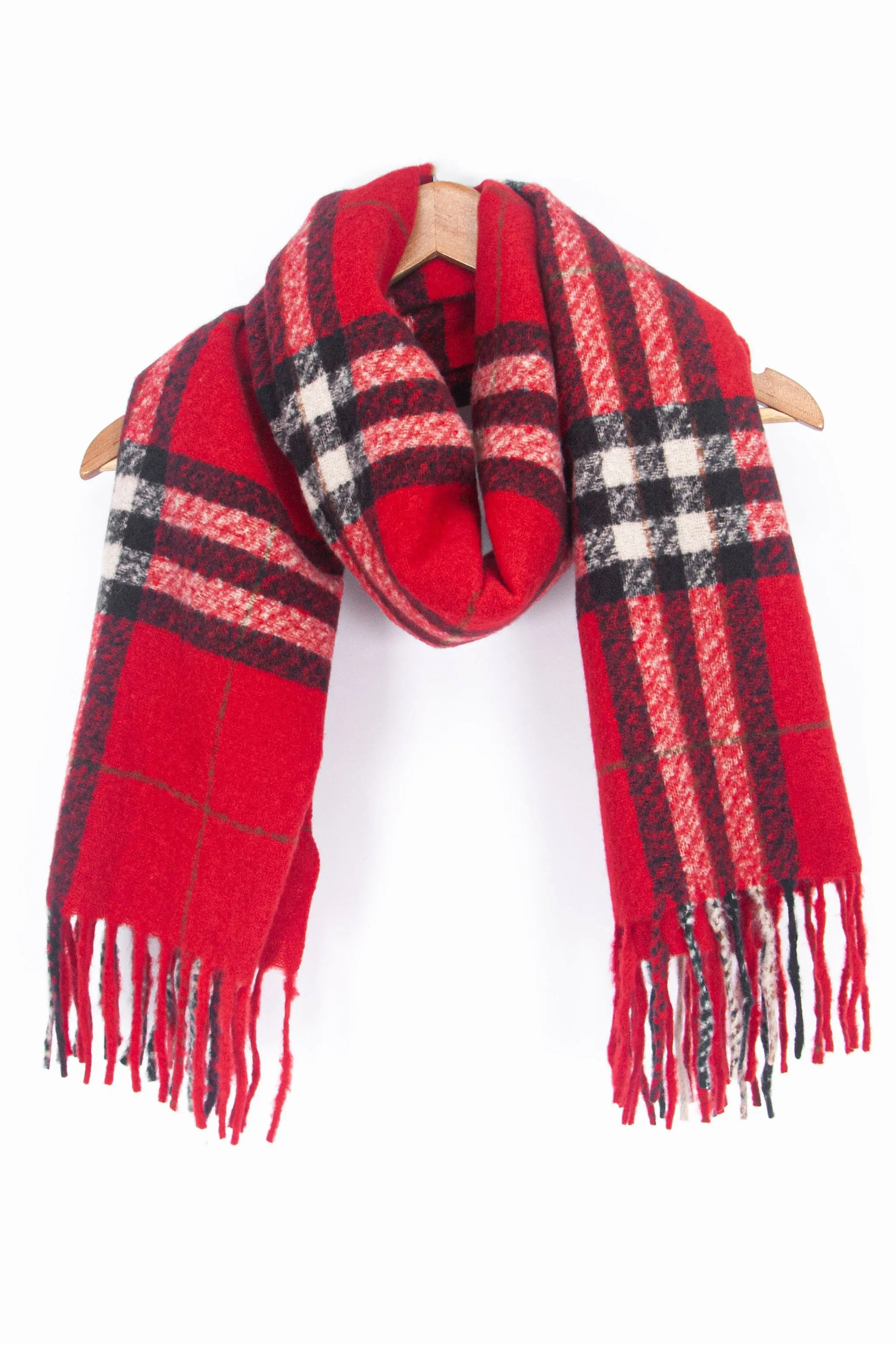 Alba Heavyweight Scarf - Red, Traditional Check