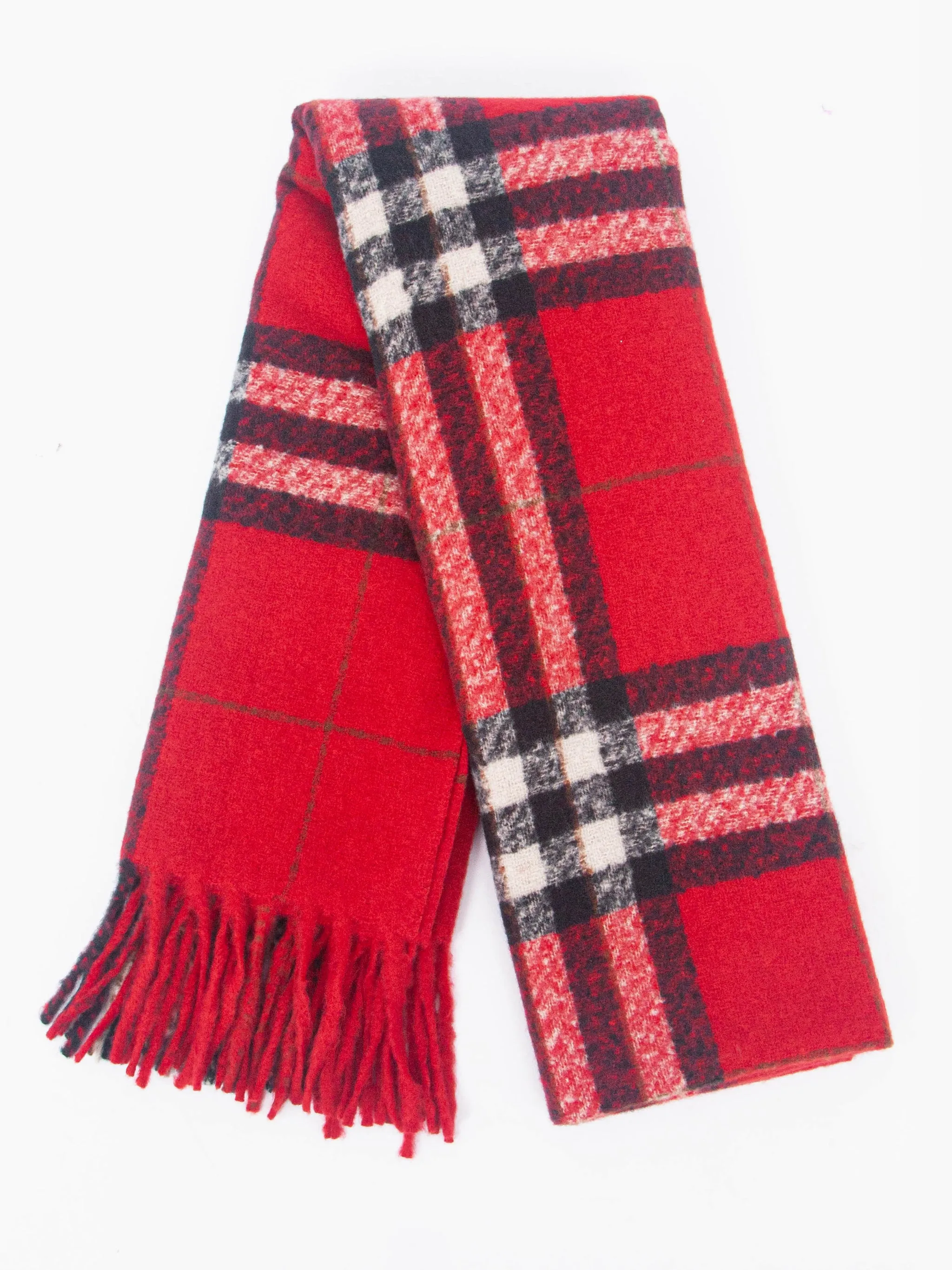 Alba Heavyweight Scarf - Red, Traditional Check