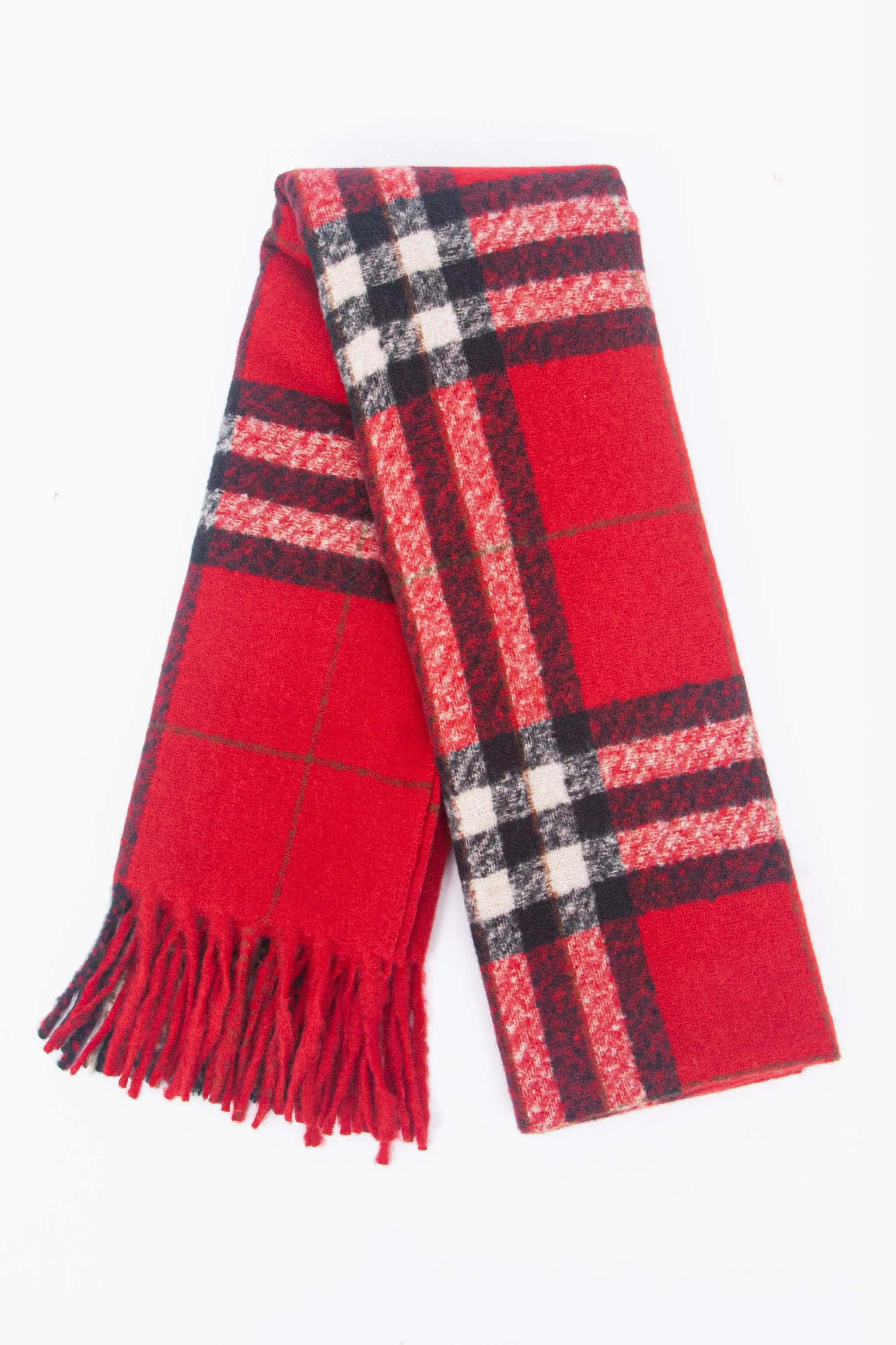 Alba Heavyweight Scarf - Red, Traditional Check