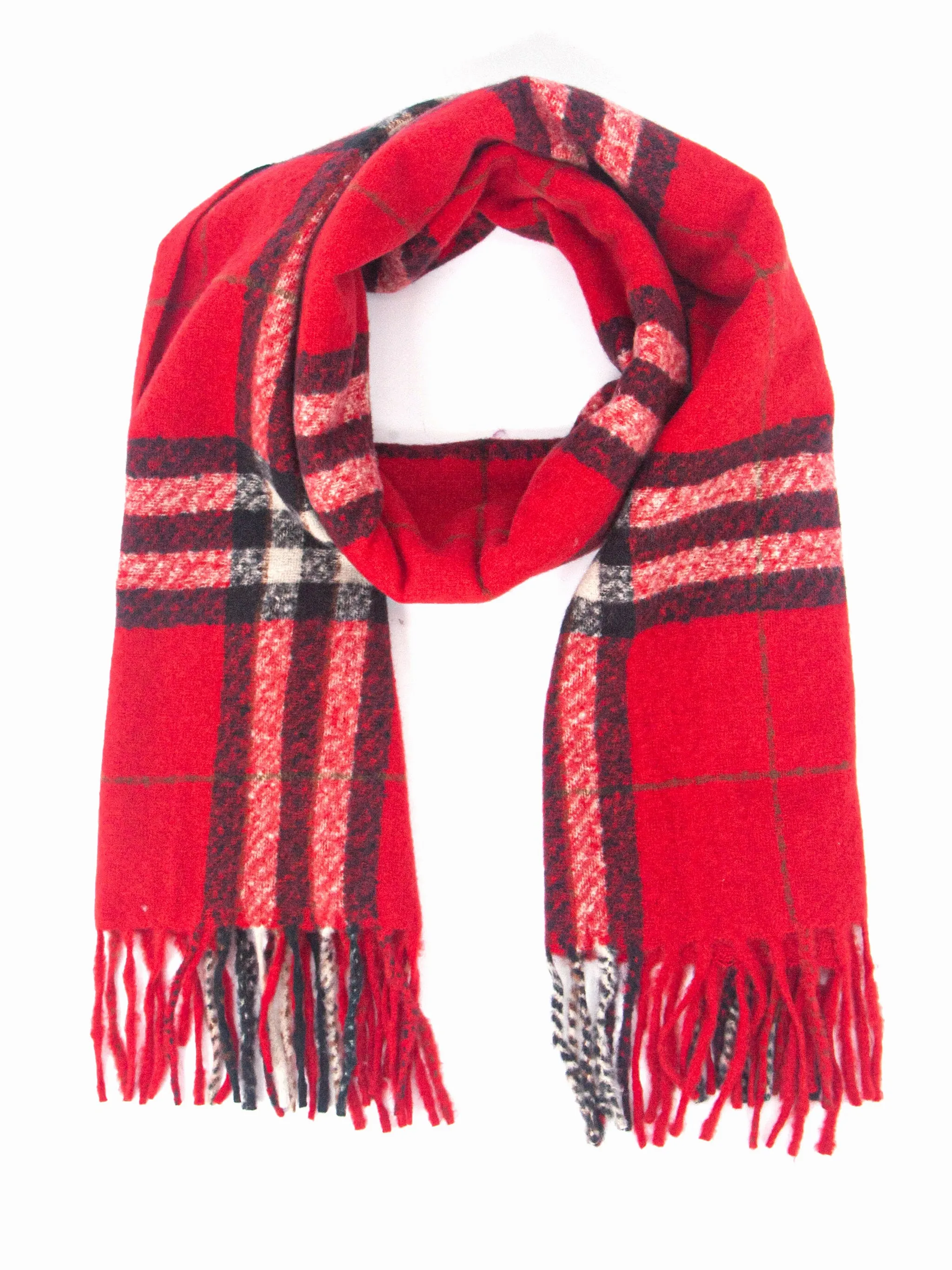 Alba Heavyweight Scarf - Red, Traditional Check