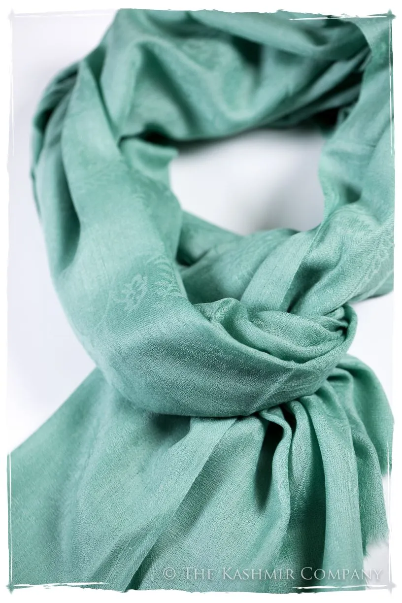 Aqua Haze Paisley Kashmir Wool Scarf