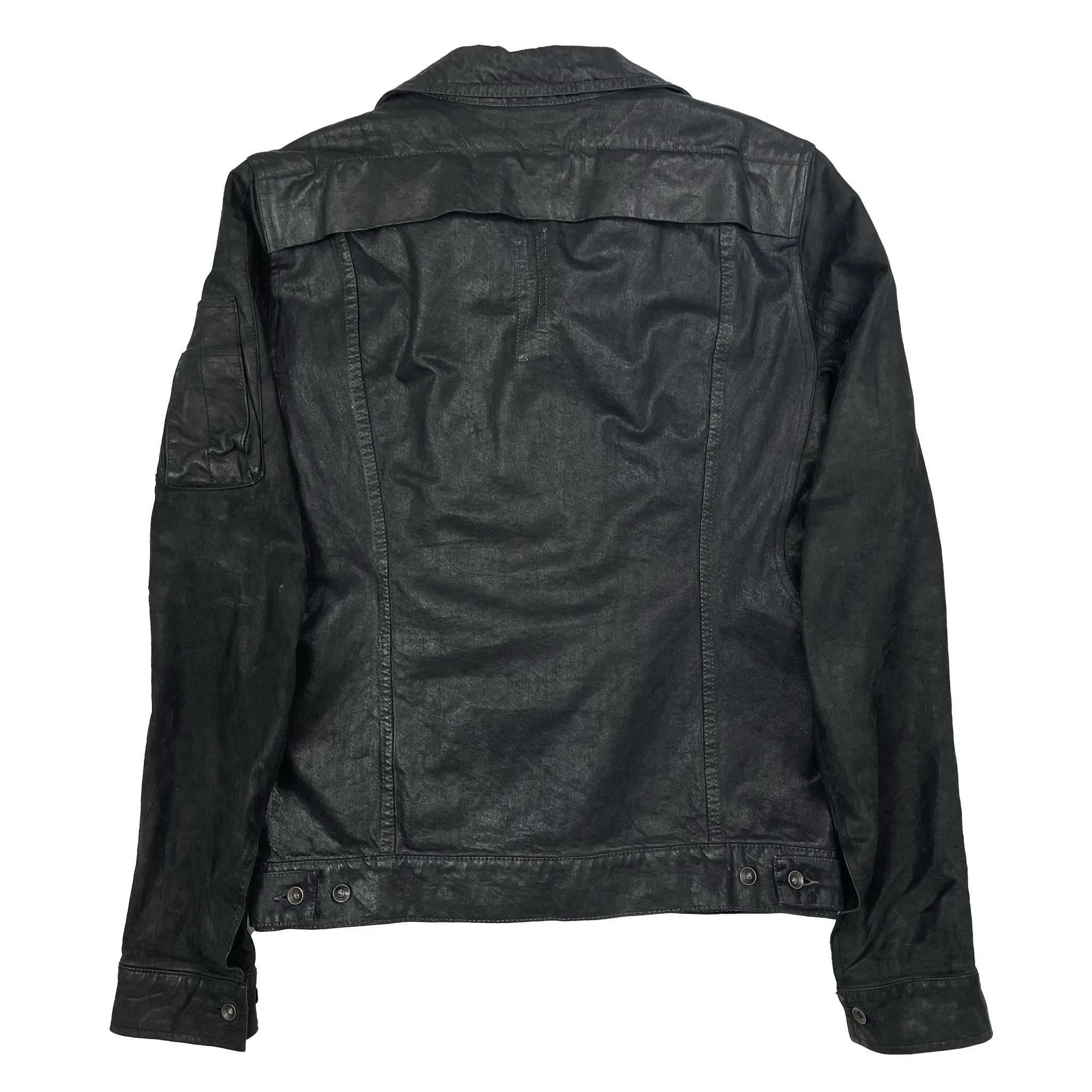 Archive Black Denim & Lamb Leather Hybrid Slave Jacket