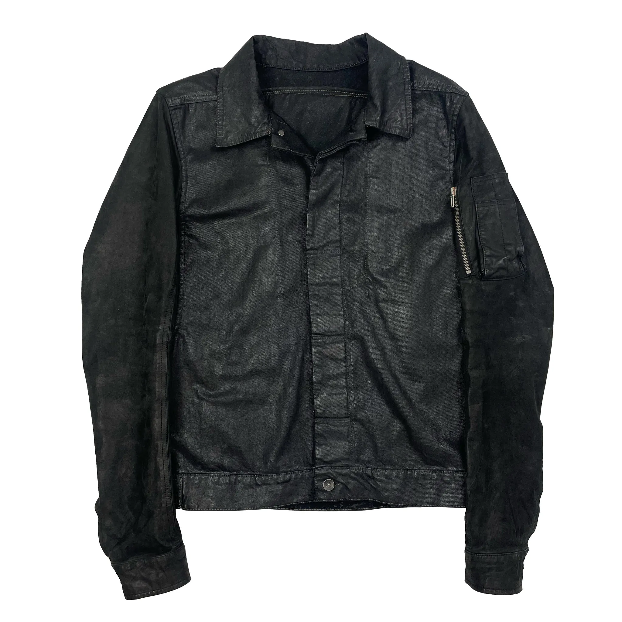 Archive Black Denim & Lamb Leather Hybrid Slave Jacket