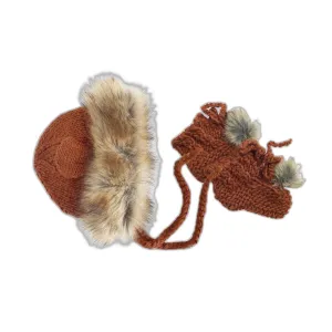 Baby Lion Hat And Booties Set, Cinnamon