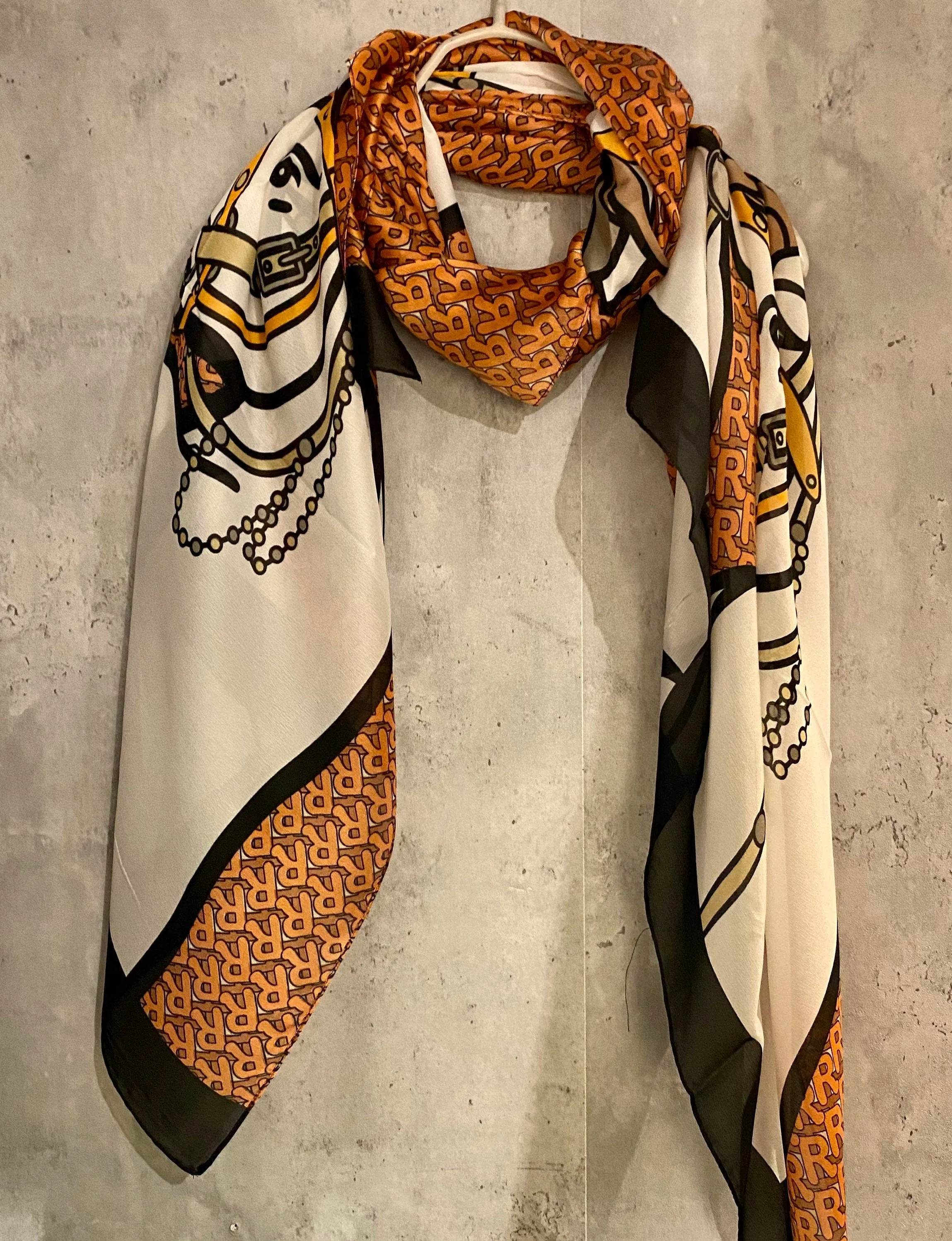 Beautifully handcrafted Unicorn Pattern Brown Silk Blend Scarf