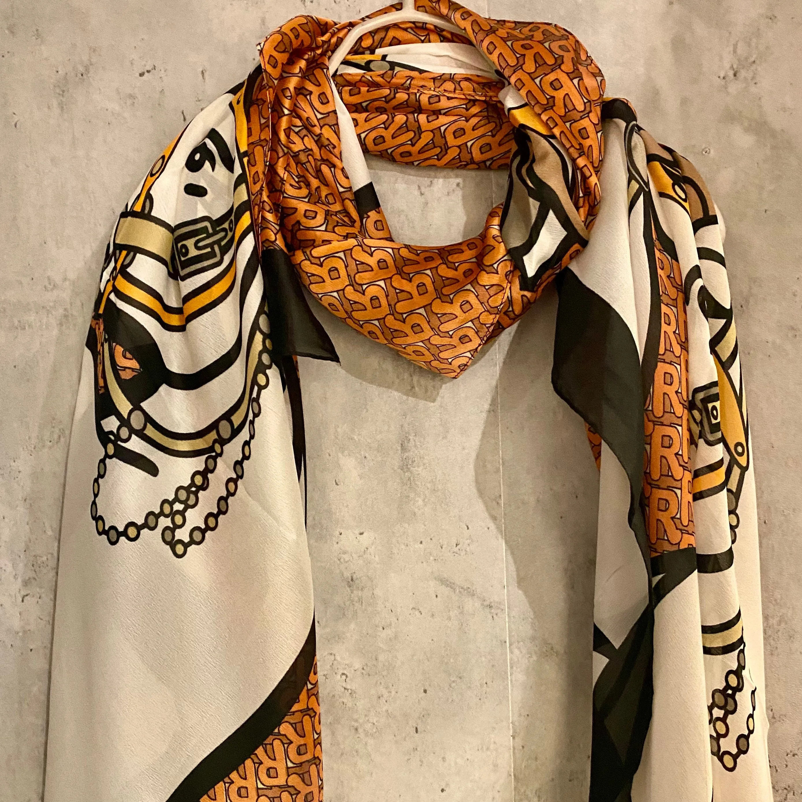 Beautifully handcrafted Unicorn Pattern Brown Silk Blend Scarf