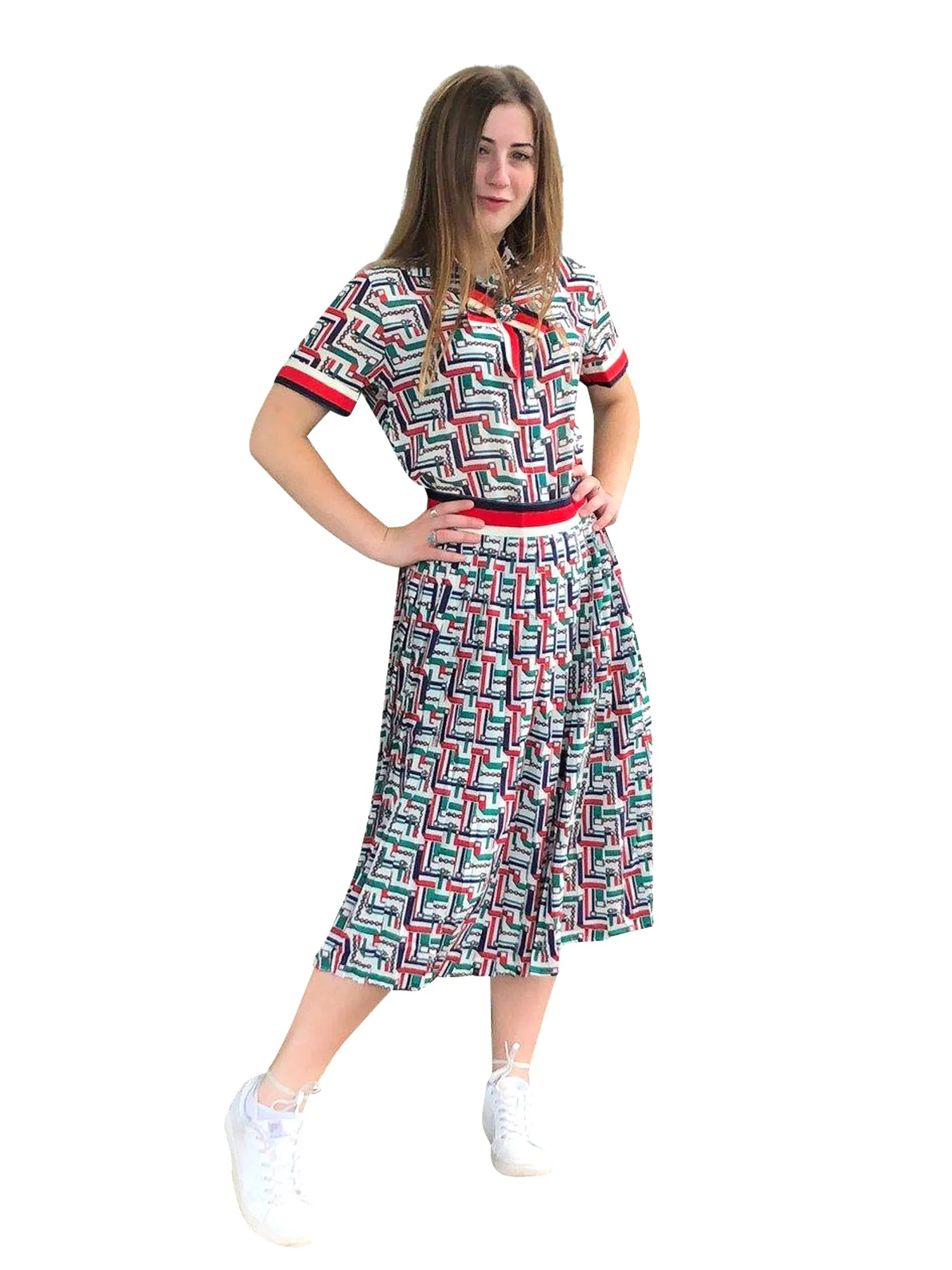 Beulah Buckle Print Pleated Skirt