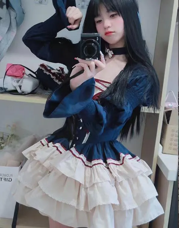 (BFM)PoshePose~Bai Xueji~Lolita Strapless Dress Fishbone Dress