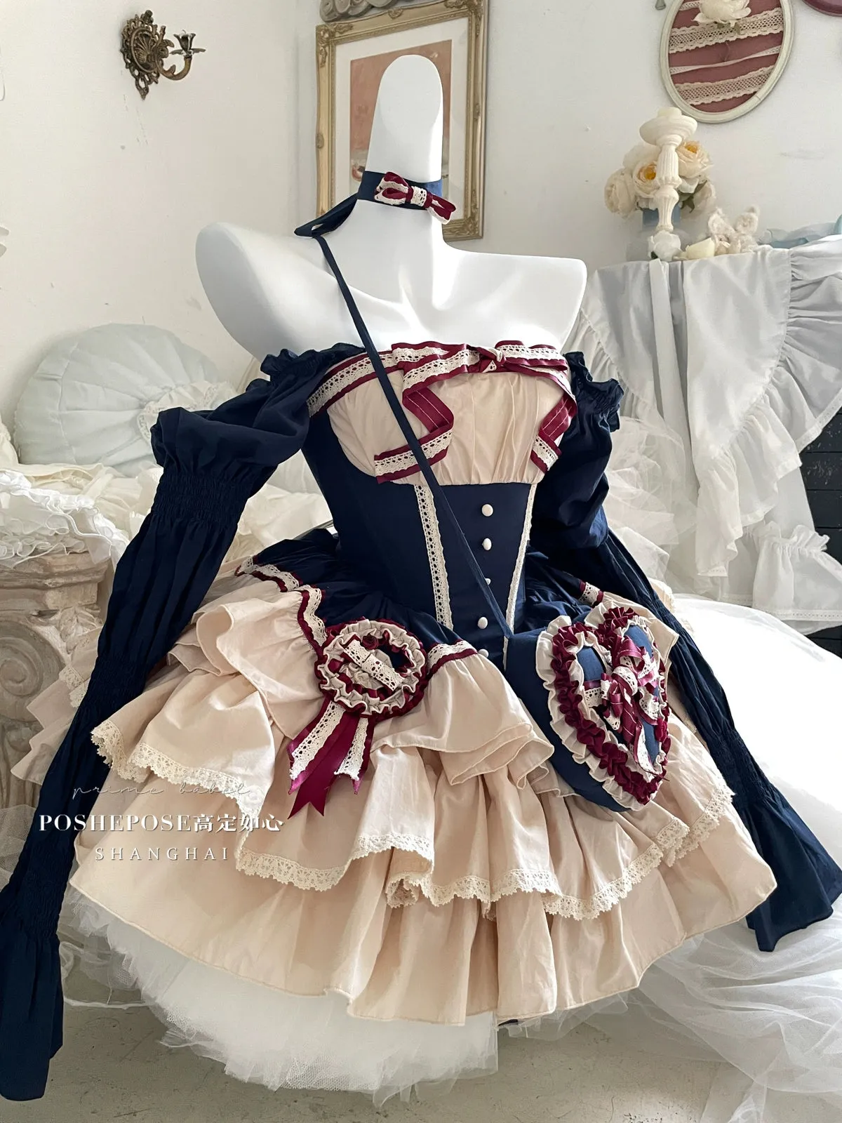 (BFM)PoshePose~Bai Xueji~Lolita Strapless Dress Fishbone Dress