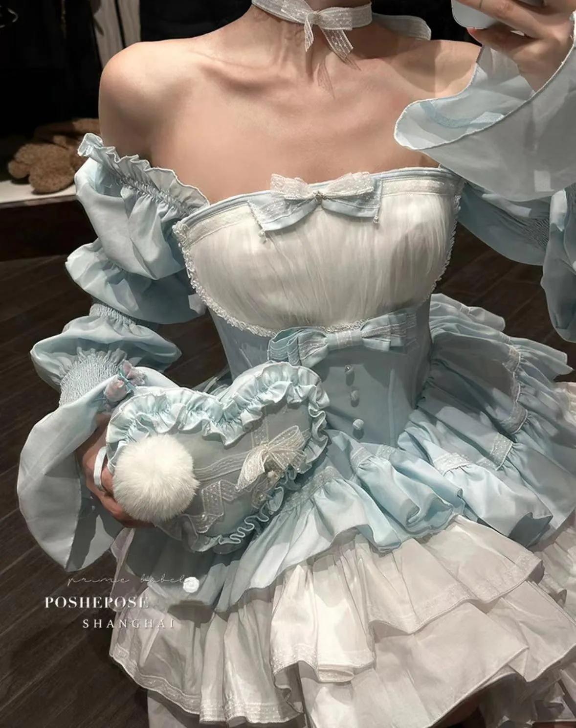 (BFM)PoshePose~Bai Xueji~Lolita Strapless Dress Fishbone Dress