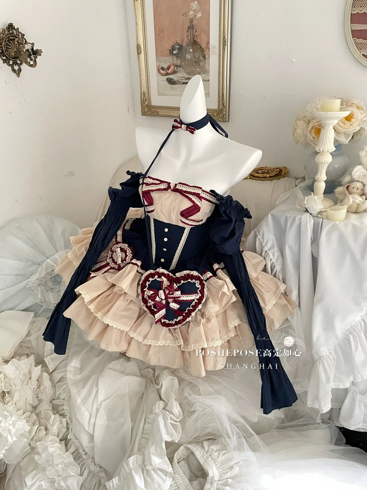 (BFM)PoshePose~Bai Xueji~Lolita Strapless Dress Fishbone Dress