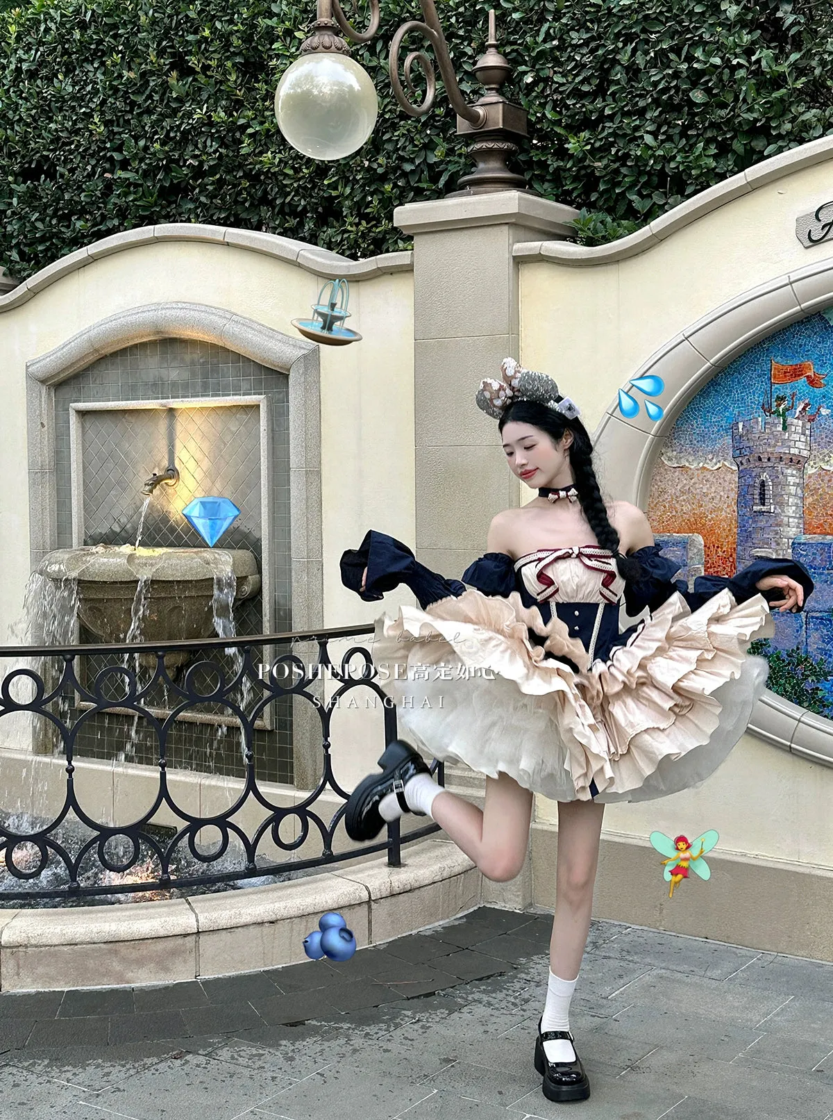 (BFM)PoshePose~Bai Xueji~Lolita Strapless Dress Fishbone Dress