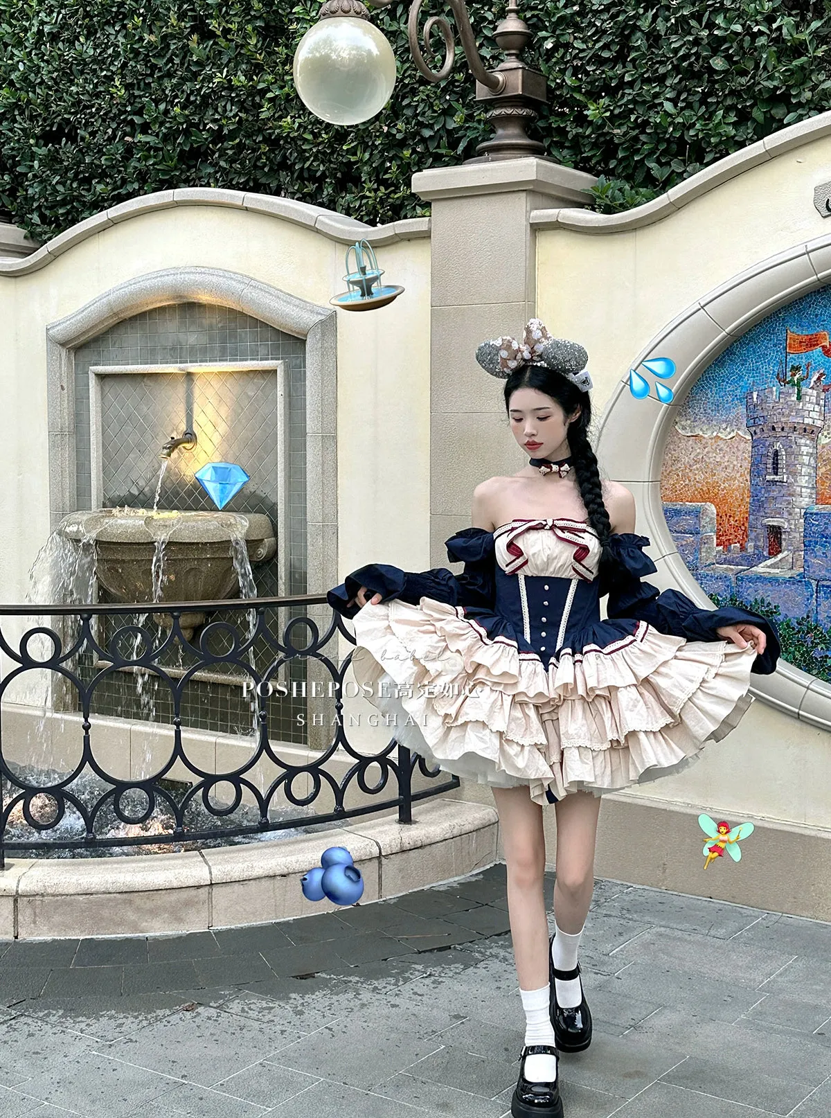 (BFM)PoshePose~Bai Xueji~Lolita Strapless Dress Fishbone Dress