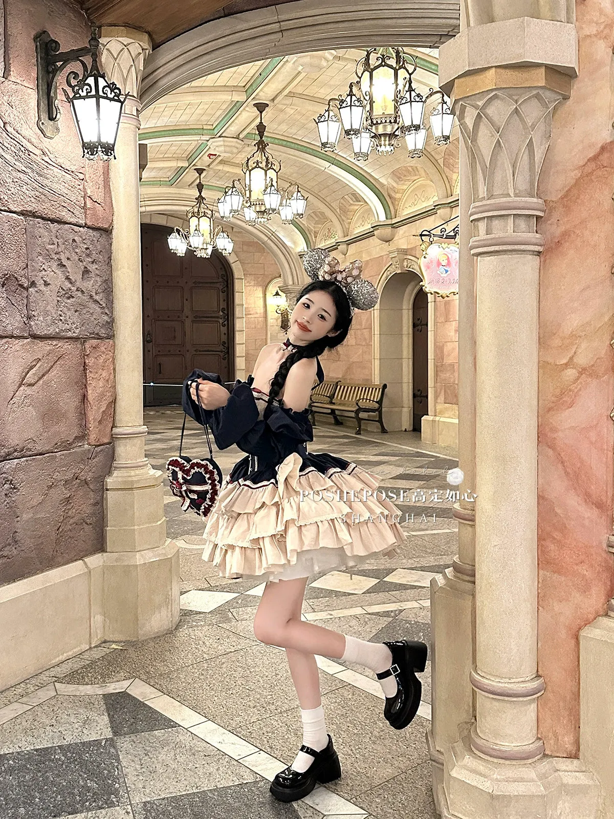 (BFM)PoshePose~Bai Xueji~Lolita Strapless Dress Fishbone Dress