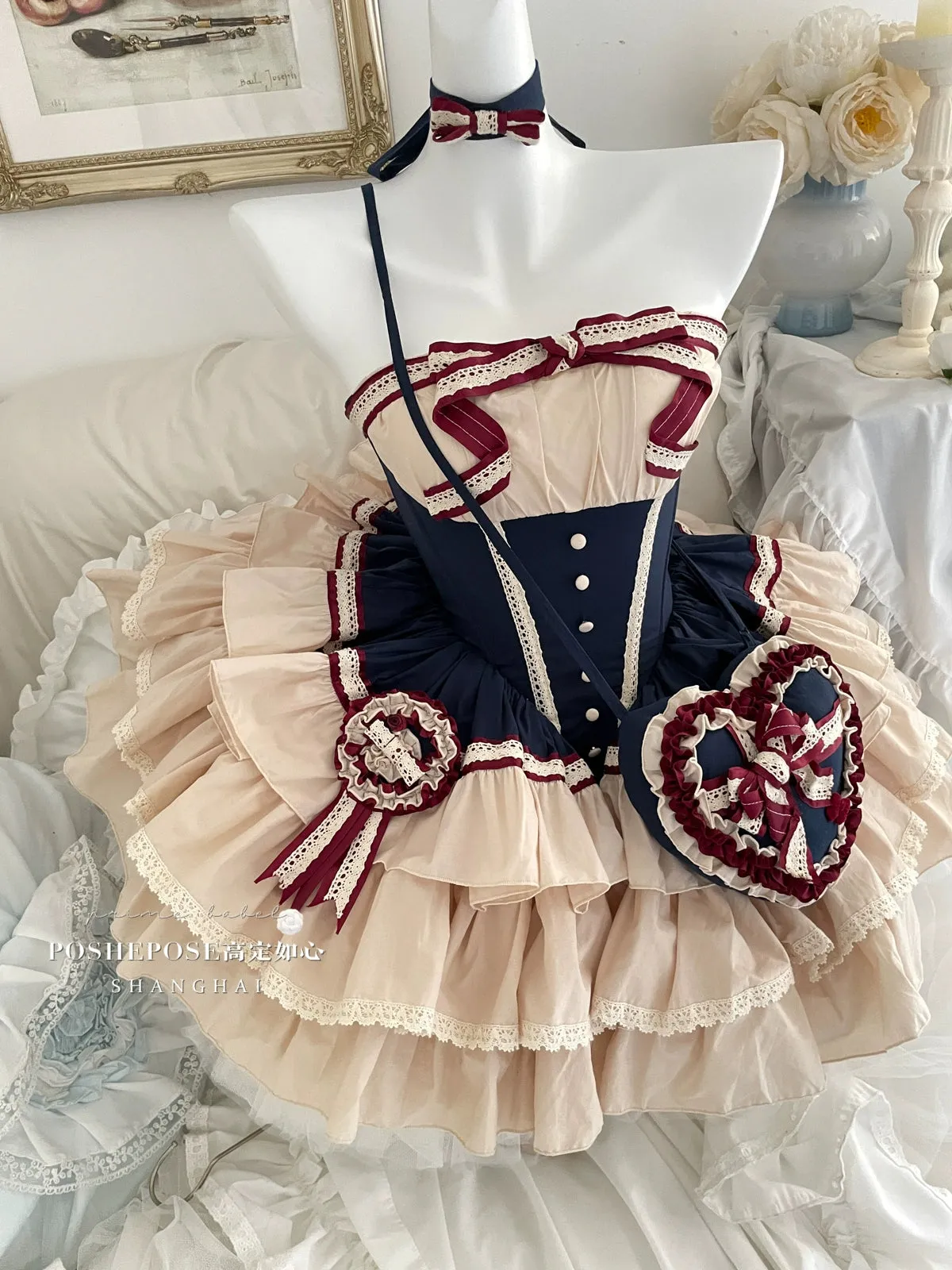 (BFM)PoshePose~Bai Xueji~Lolita Strapless Dress Fishbone Dress