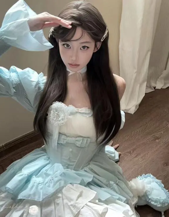 (BFM)PoshePose~Bai Xueji~Lolita Strapless Dress Fishbone Dress