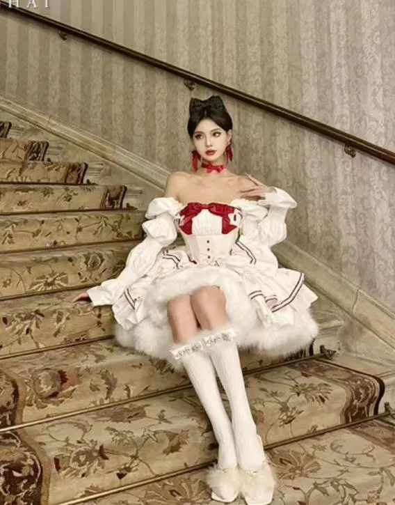 (BFM)PoshePose~Bai Xueji~Lolita Strapless Dress Fishbone Dress