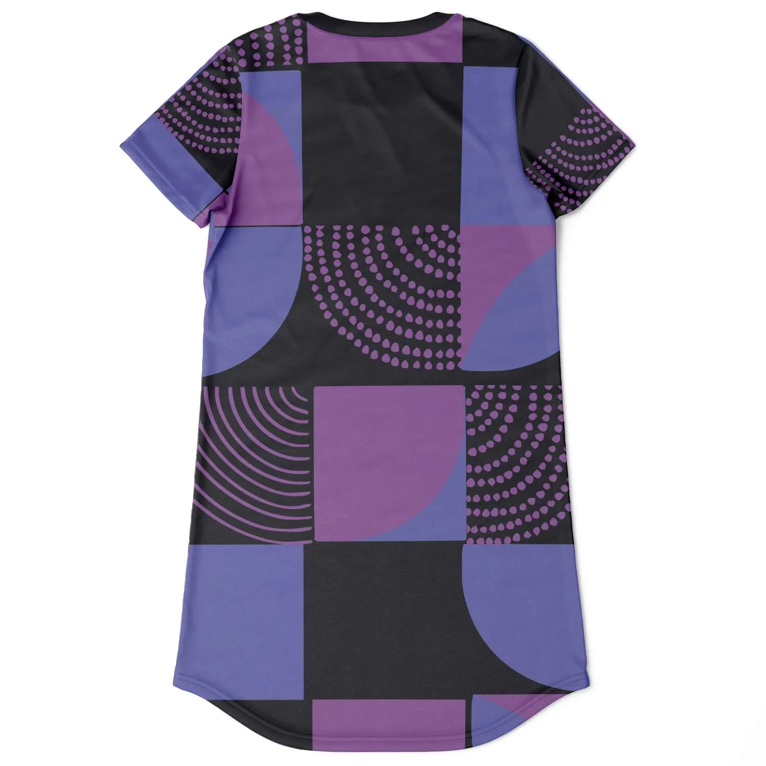 Blue Violet Black Geometric T Shirt Dress