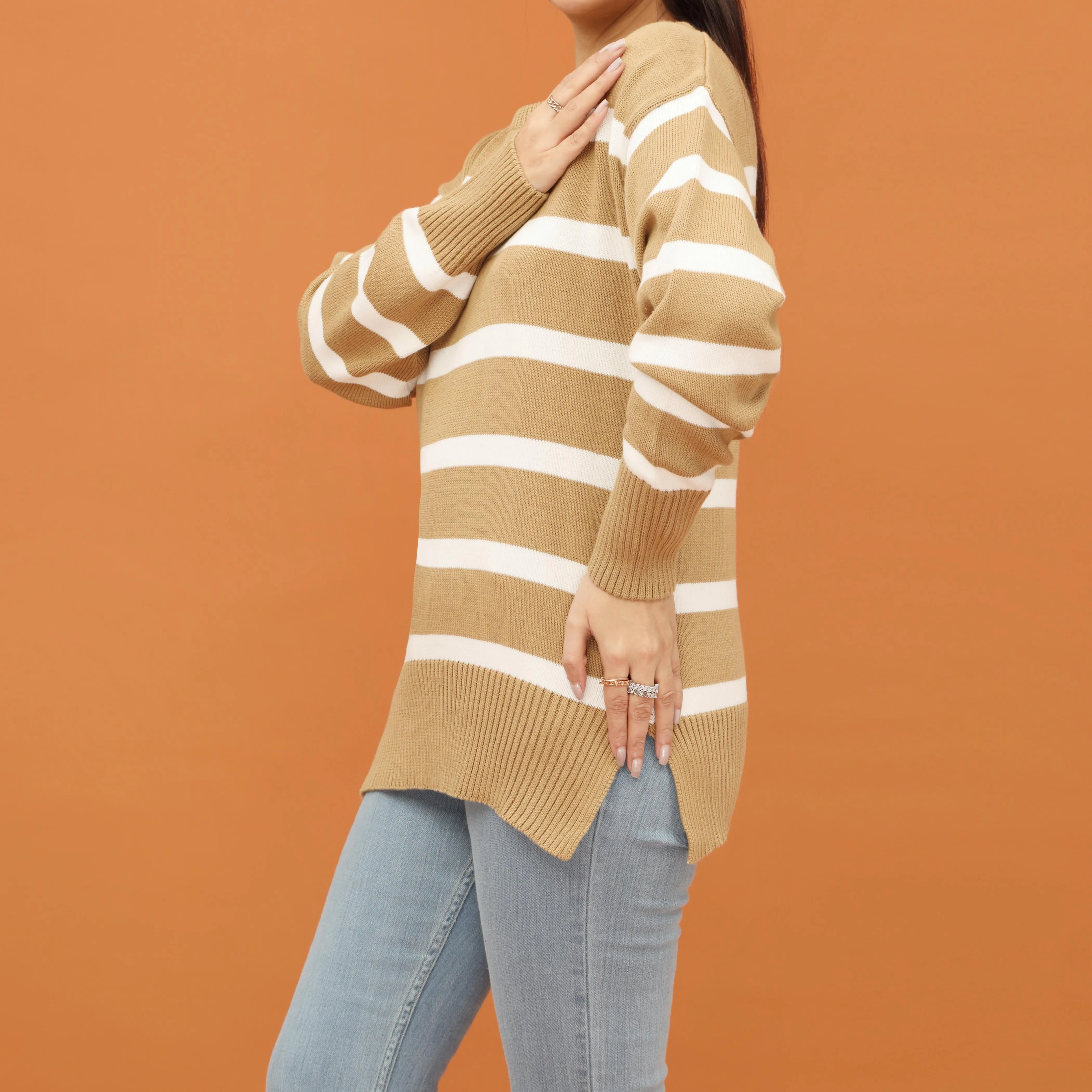 Brown Cotton Thread Winter Sweater PW4806