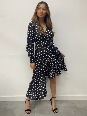 Charlotte Wrap Midi Dress / Mono Spot