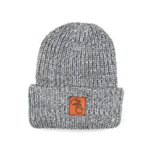 Chunky Knit Beanie - Grey/White