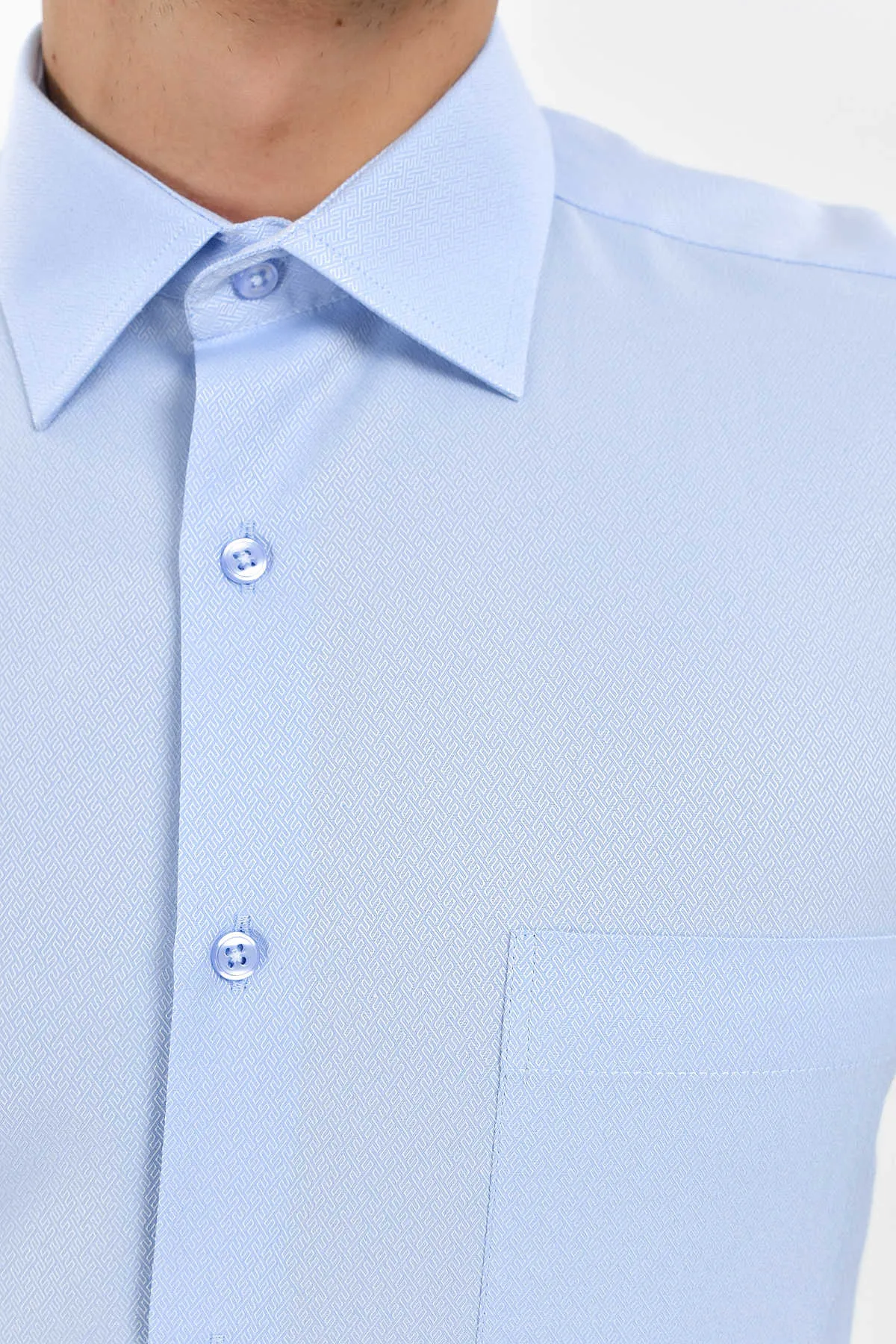 Classic Fit Long Sleeve Cotton Blend Blue Dress Shirt