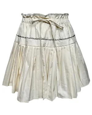 Cream Pleated Mini Skirt