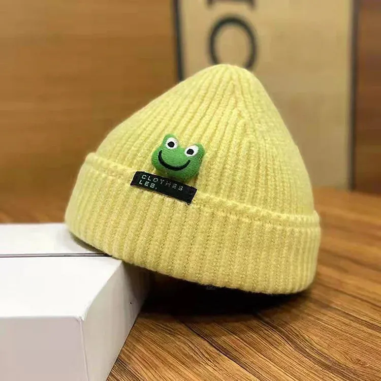 Cute Cartoon Frog Letter Knit Beanie Hat