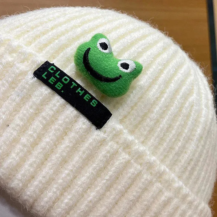 Cute Cartoon Frog Letter Knit Beanie Hat