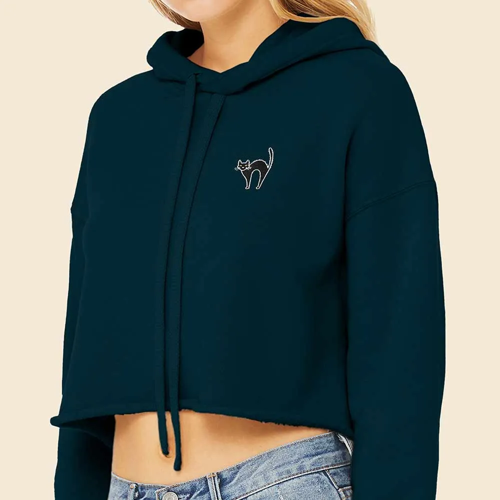 Dalix Black Cat Cropped Hoodie