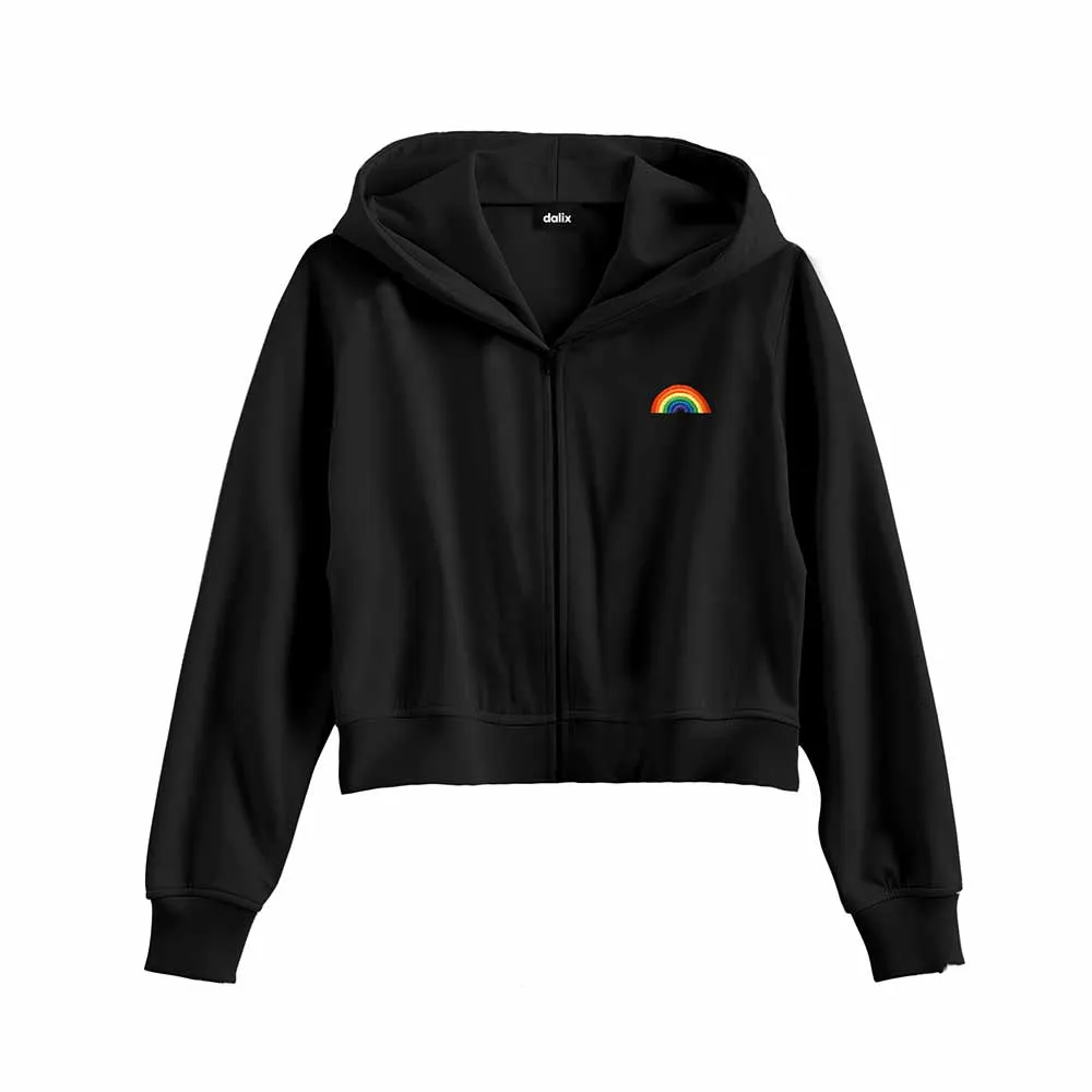 Dalix Rainbow Cropped Zip Hoodie