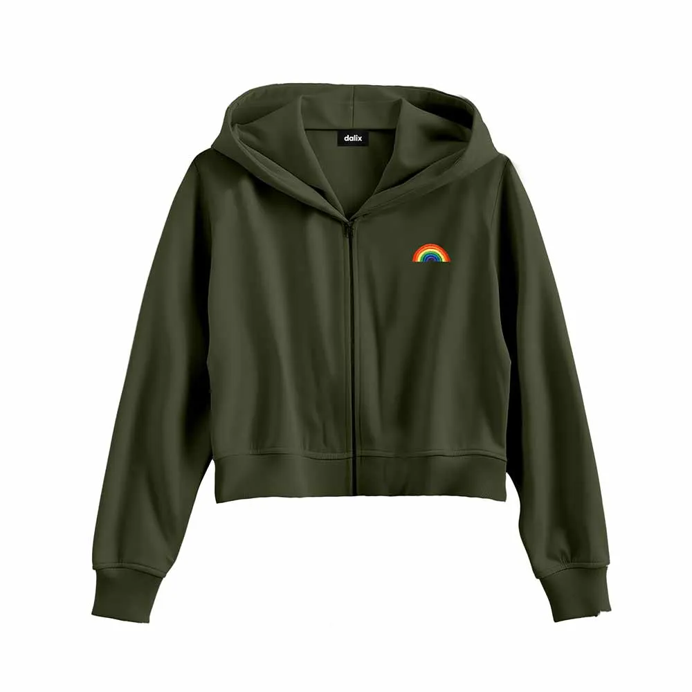 Dalix Rainbow Cropped Zip Hoodie